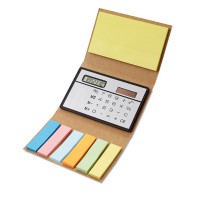 Papierowe etui z kalkulatorem i zestawem kartek samoprzylepnych 